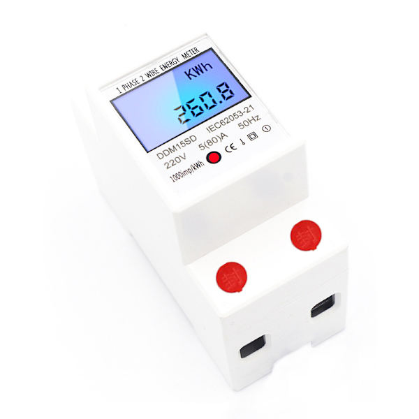Enfas elmätare, enfas, LCD-display, vit