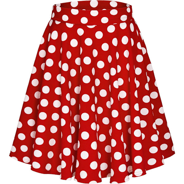 Kvinde Basic Versatile Stretch Flare Casual Mini Skate Skirt rød xl