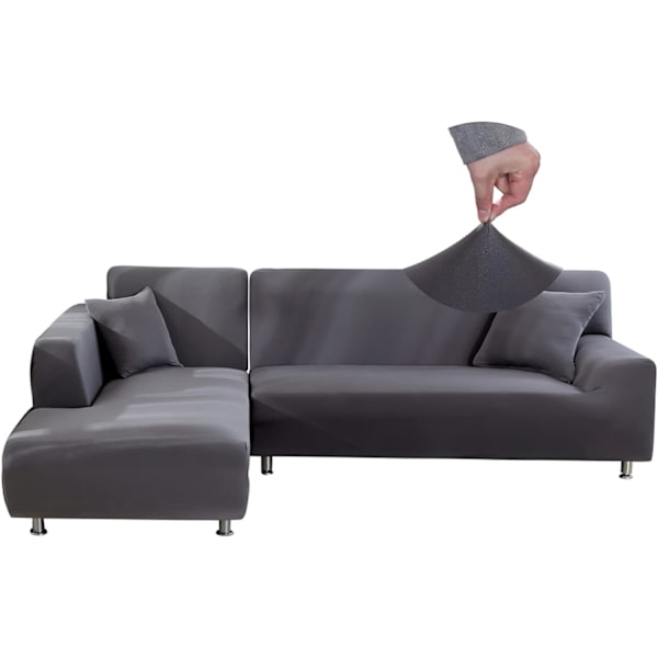 Elastiske spandex sofaovertrekk - 2 deler - 2-seter + 3-seter - grå - for L