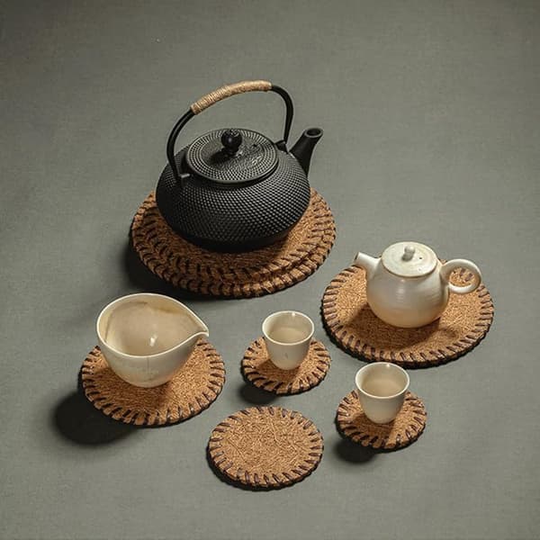 Coaster Collection Elastiske Coir Drikkebrikker med Varmeisolering, Te