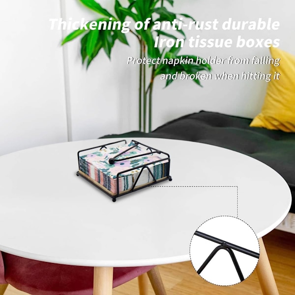 Sort Træ Serviet Holder med Træbund og Vægtarm, Retro Papir Serviet Holder Dekoration til Servietter 18*18cm, Metalramme, til Restaurant