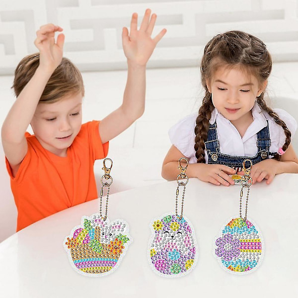 Påskehare Prikket Diamant Nøglering Børns Håndlavede Diy Akryl Diamant Maleri 5d Tegneserie Dyr Vedhæng