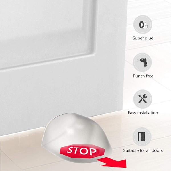 Dørstoppere, [Sett med 4] Transparent dørstoppere og stoppere Klebende dørstopper for gulv og parkett 4.1*3.9*2CM