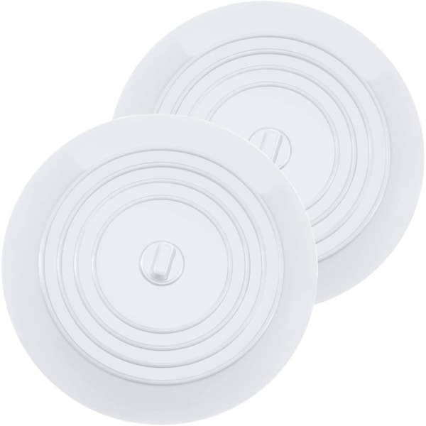 Silikon badeplugger Kjøkkenvaskstopper 15,3 cm diameter (2 stk, hvit)