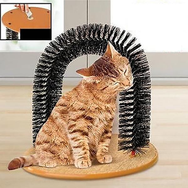 Kattbåge Självgrooming och Masserande Borste Leksak, Husdjur Klöspad Hårrengöring，36*28.5*34cm