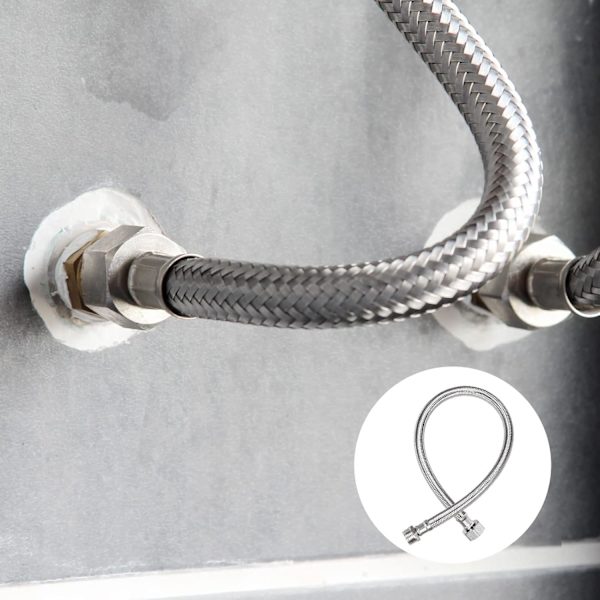 1/2\" Sanitær Slange med 2 Svingbare Muttere, 300mm Lengde, Rustfritt Stål og EPDM, Enkel å Installere