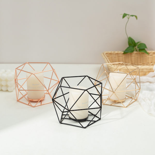 Svart Tealight Ljusstake - Set om 2 Geometriska Ljusstakar Modern Design Centerpiece för Tealights Bröllop Vardagsrum Födelsedag Heminredning Metall
