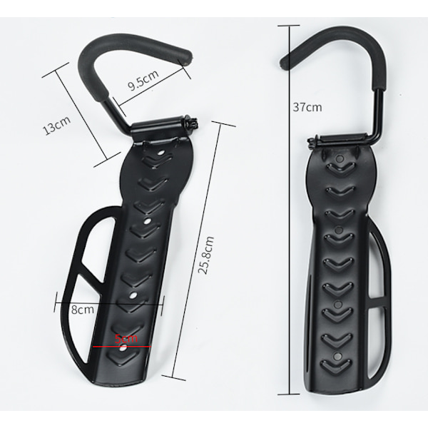 Cykelkrok, väggmonterat cykelställ, platsbesparande svart stål cykelväggfäste vertikalt förvaringskrok med skruvar Universal för elscooter Cykel