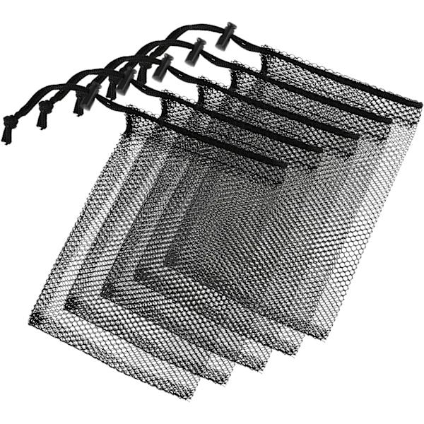 5 st Mesh-påsar Små, 20x15cm Påsar Dragskopåsar Mesh-påsar, Dragskopåsar Förpackningspåsar Mesh-påsar, Svarta Mesh-påsar Sandleksaker kompatibla Resor,