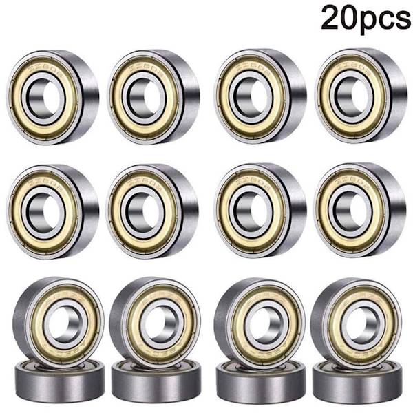 20-pack 608 ZZ kullager 8 mm x 22 mm x 7 mm metall dubbelskyddade miniatyr