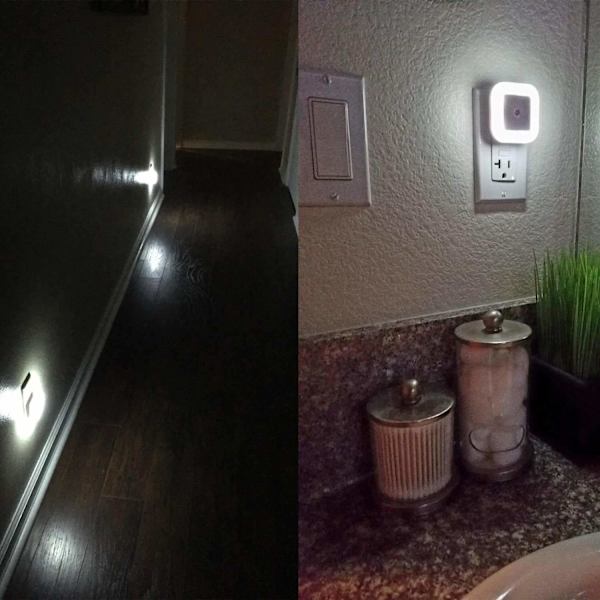 LED-nattlyslampe med smart sensor skumring til daggry sensor, dagslys hvit,