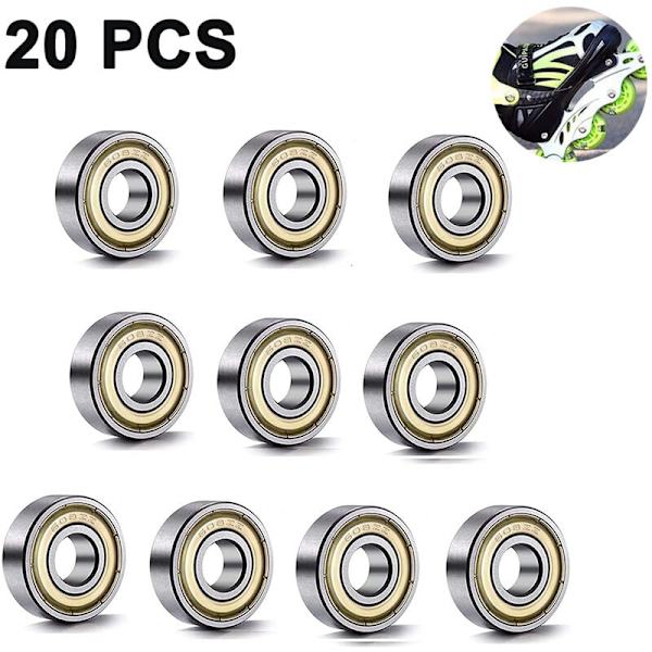 20-pack 608 ZZ kullager 8 mm x 22 mm x 7 mm metall dubbelskyddade miniatyr