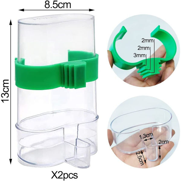 3 st automatiska fågelvattenautomater, fågelmatare, fågelburvattendispenser, plastbärbar automatisk vattendispenser för papegoja undulat