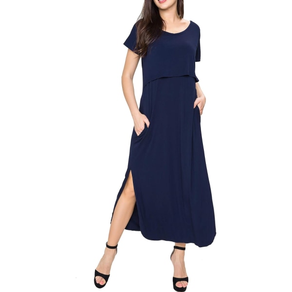 Kvinnors mammaklänningar delad lång klänning för amning XL