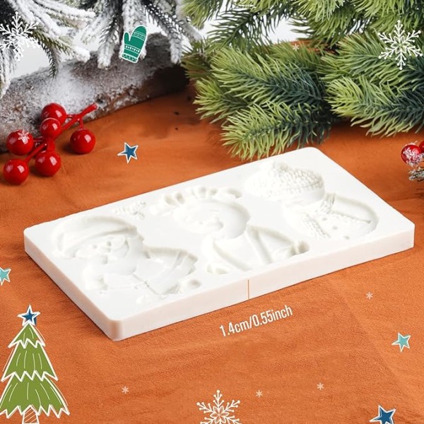 Silikonform för julgodis 3D ren/tomte/snögubbe formad fondan