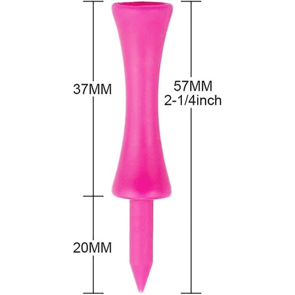 Rosa golf-tees i plast, 57 mm lange Castle golf-tees, 2-1/4 tommer rosa (100 stk.)