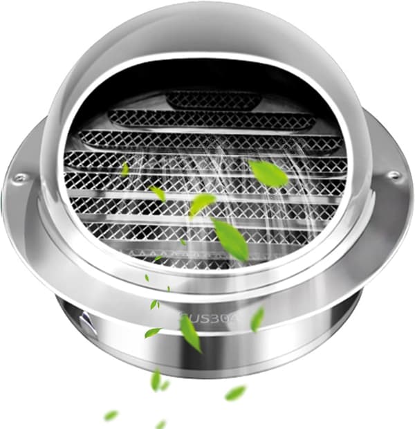 100mm Rund Luftventilationsgitter Ventilationshætte, 304 Rustfrit Stål Rund Hætte Med/Mesh, Kan bruges til 110pvc rør