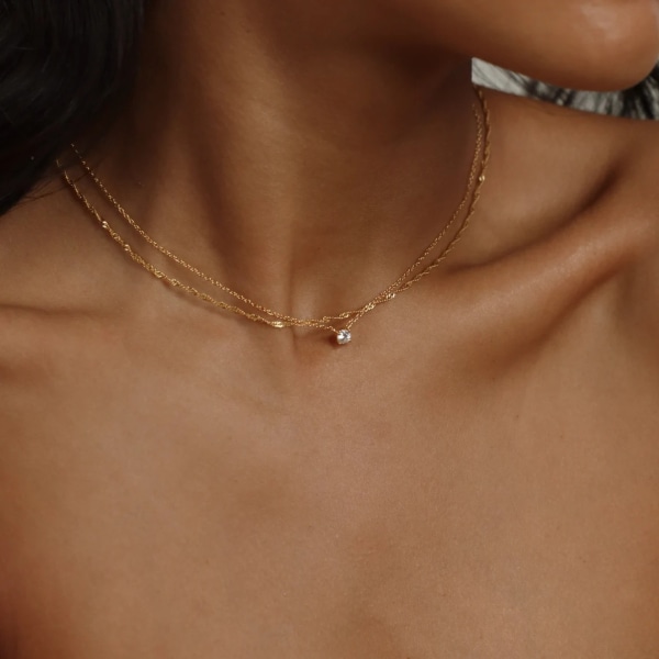 Diamant halskæde til kvinder, udsøgt guld halskæde, forgyldt lang Laria
