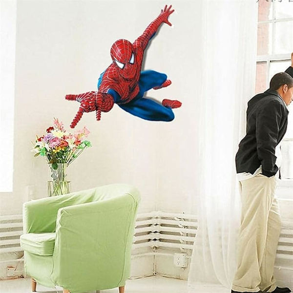 Superhelt veggklistremerke 3D Spiderman Flyttbar PVC veggklistremerke Dekorere B