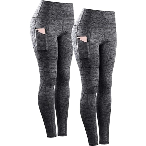 Kvinners Yoga Bukse Magekontroll Høy Midje Løpe Leggings med Lomme