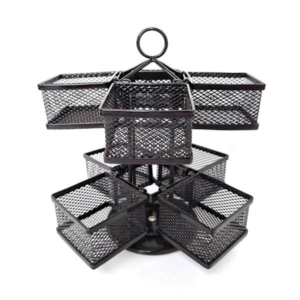 Teebeutel-Aufbewahrungsbox - 8 Fächer 96 Packungen - 360˚ Drehbar - Schwarz - Für Organizer