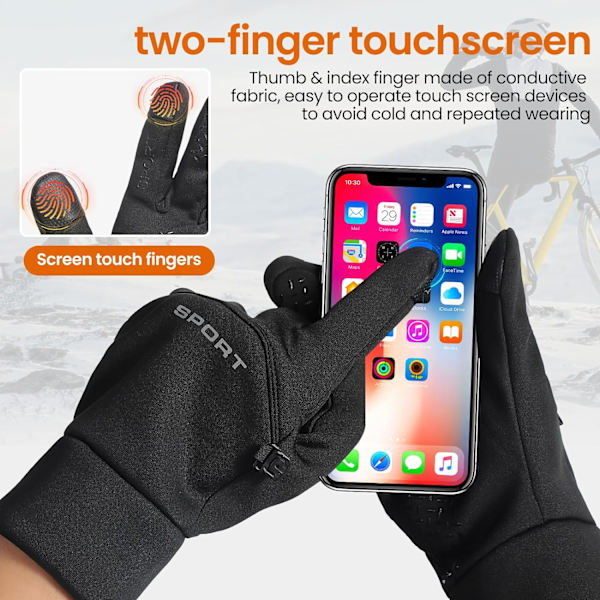 Vinterhandskar för män och kvinnor, vindtäta, vattentäta, varma, touch screen-handskar för fitness, löpning, cykling