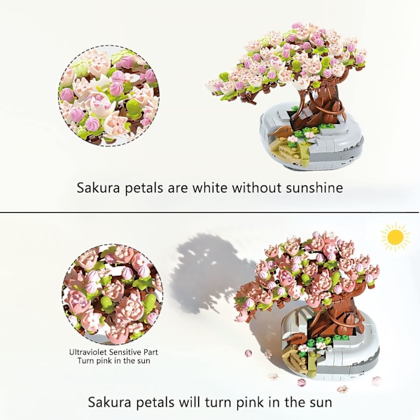 PinkBee Bonsai Træ Mini Sakura Byggesæt Sakura Træhus Leg