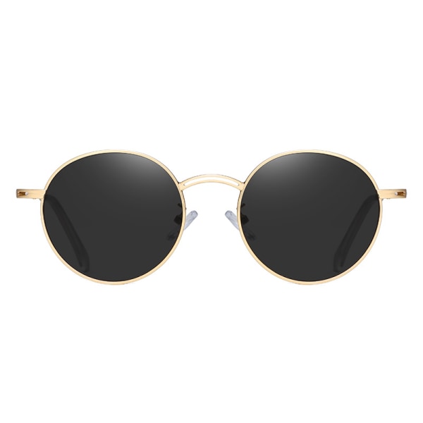 Reflekterende linse runde mode solbriller Guld stel sort grå