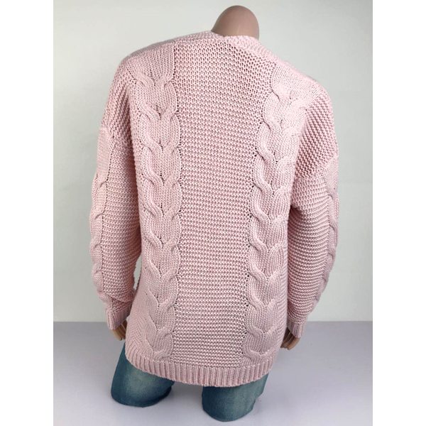 Höstvridna stickade damtröjor Cardigan Varm förtjockning Cardigans (Storlek: XL)