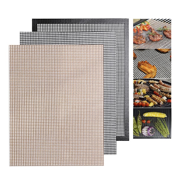 Grillmatta i teflon för grill och plancha, non-stick grillmattor bakade, - 3 st (40 x 33 cm)
