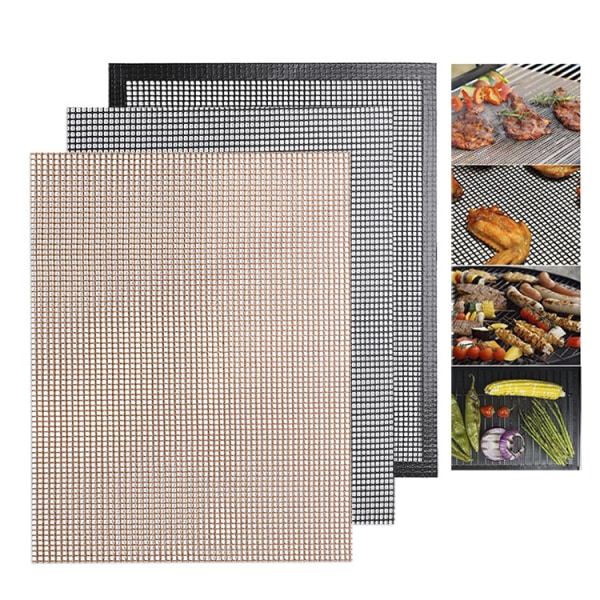 Grillmatte i teflon for grill og plancha, non-stick stekematter stekt, - 3 stk (40 x 33 cm)