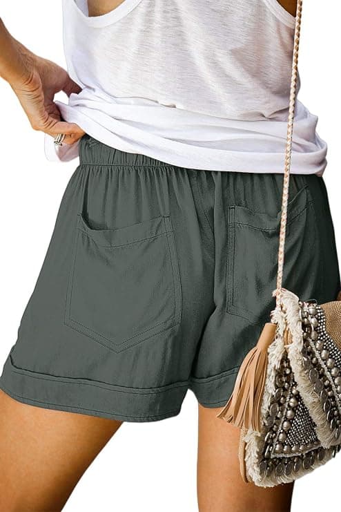 Womens Summer Shorts Leopard/Camo/Solid/Floral Print Elastisk Midje Lomme