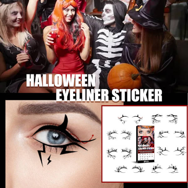 8 kpl Halloween Eyeliner -tarra silmätilapäivätarrat Lepakko Hämähäkkiverkko Kuvio