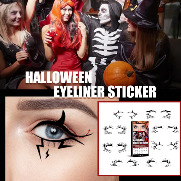 8st Halloween Eyeliner klistermärke Eye tillfälliga tatueringar Bat Spindelnät Patter