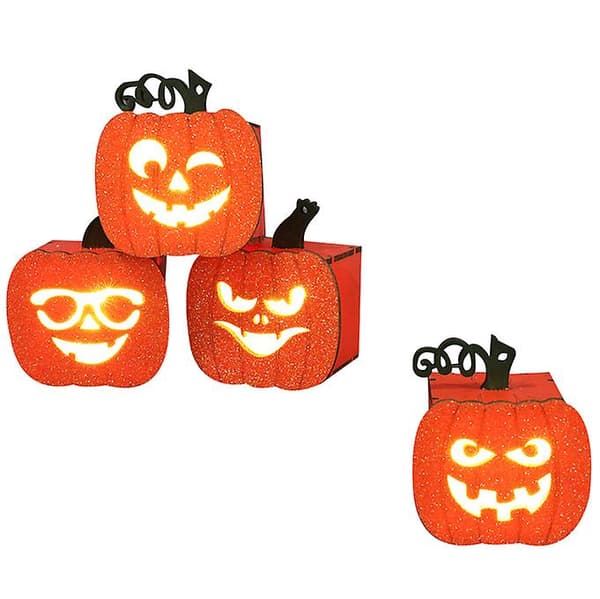 4 st Halloween Pumpa Dekorationer Ljus Trä Prydnader