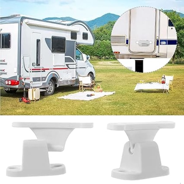 2 stk. Campingvogn dørblokk Campingvogn dørholder Hvit T-formet dørhasp for bobil Tilhenger Campingvogn