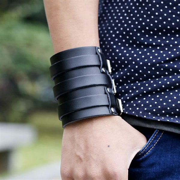 Armbånd Vintage Læder Armbånd Bangle Mænd Bred Manchet Læder M