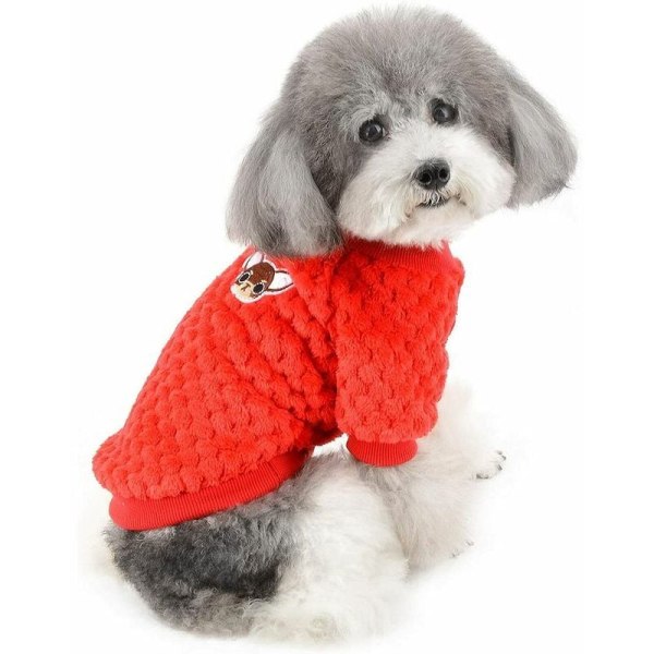 Genser for liten hund/katt Fleece Vinterfrakker Varme Genser Pet Jumper Valp Jakke Skjorte Genser Chihuahua Yorkshire Rød S