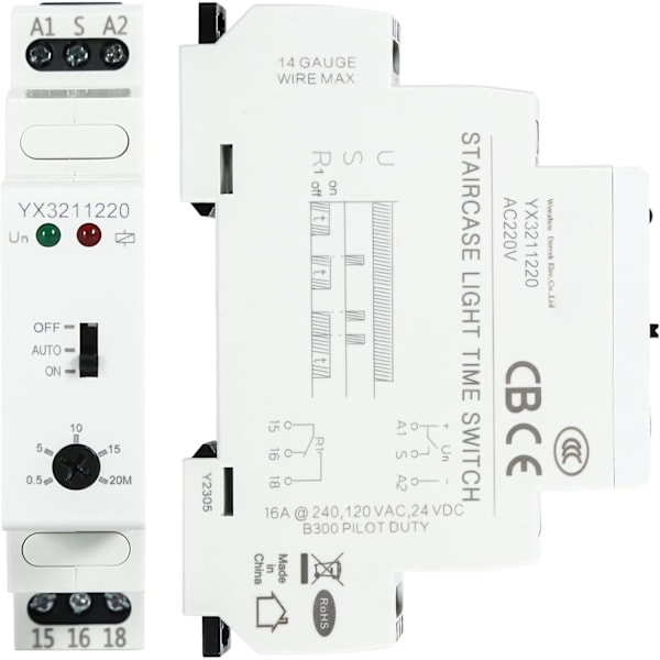 Aikaviivekytkin, Valoajastin Kytkin Aikaviivekytkin 220VAC 16A 0,5-20min Viivekytkin Valokytkimen Valojen Ohjaus