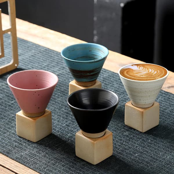 1 st Keramik Espresso Koppar Grov Keramik Kaffe Mugg med Bas 7oz Mini Esp