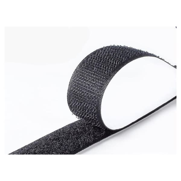 Selvklæbende velcro-stropper med dobbeltklæbende bagside - Sort, 2 cm