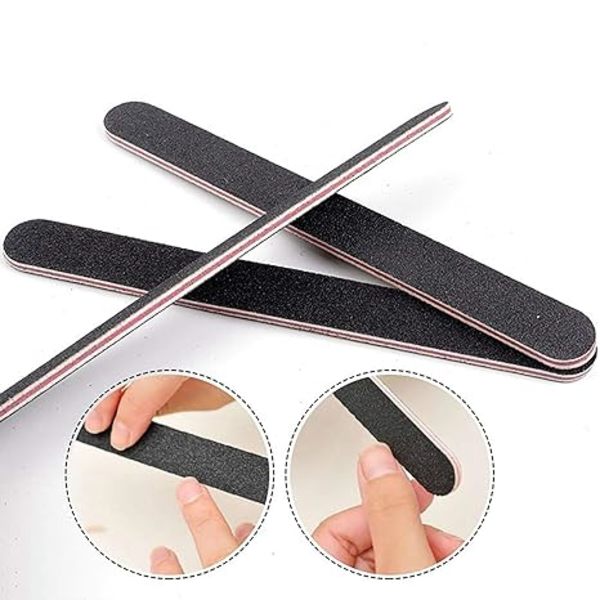 Nagelfil 10 st Professionella Dubbelsidiga 100/180 Grit Nagelbuffer Emery Board Svart Manikyr Pedikyr Verktyg och Nagelbuffering Filer