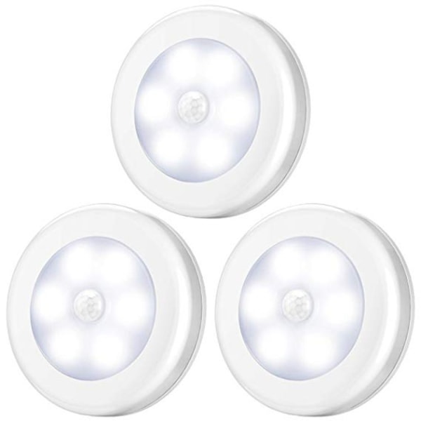 3 uppsättningar detektor LED-lampor med detektor vitt ljus rund induktionslampa