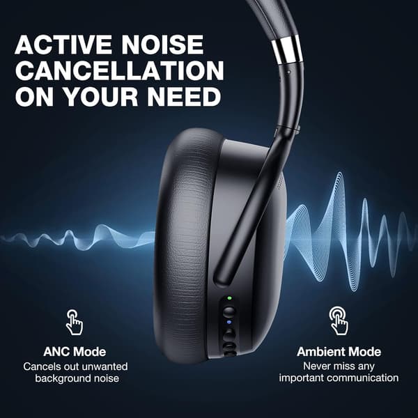 Active Noise Cancelling Hovedtelefoner Overhead Bluetooth med indbygget mikrofon Hea