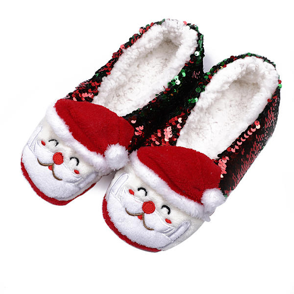 1 par paljettslippers jultofflor tomte kostym accessoarer H