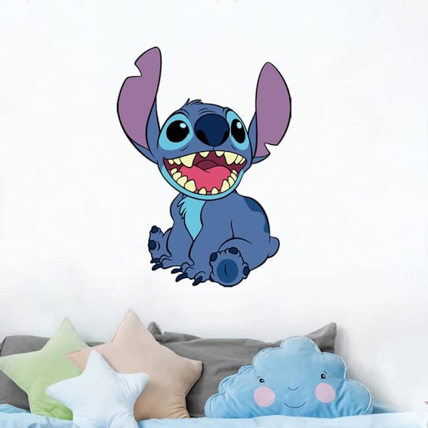 Stitch Wall Decals Sticker,Children Cartoon Bedroom Background Wa