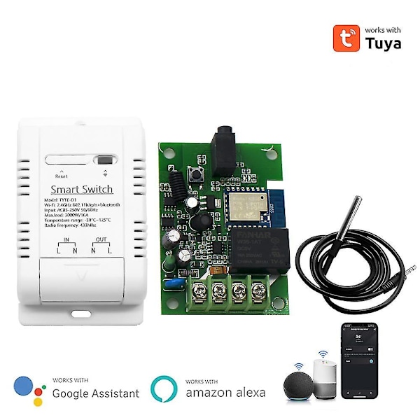 Tuya/Ewelink Smart Temperatur Wifi-bryter 16A 3000W Intelligent Overvåking Termostat Kompatibel