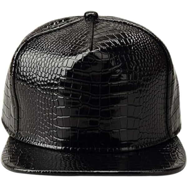 Män Kvinnor PU Läder Hip-Hop Flat Bill Snapback Hat Krokodil Baseball Caps