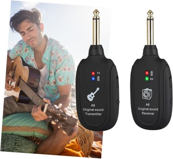 Trådløs gitar sender mottaker, trådløst gitarsystem svart 20Hz-20k