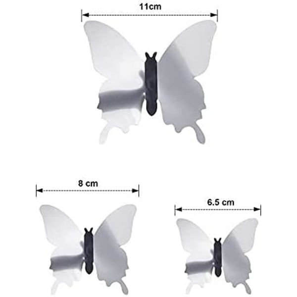 48 kappaletta DIY peiliperhonen yhdistelmä 3D perhonen seinätarra